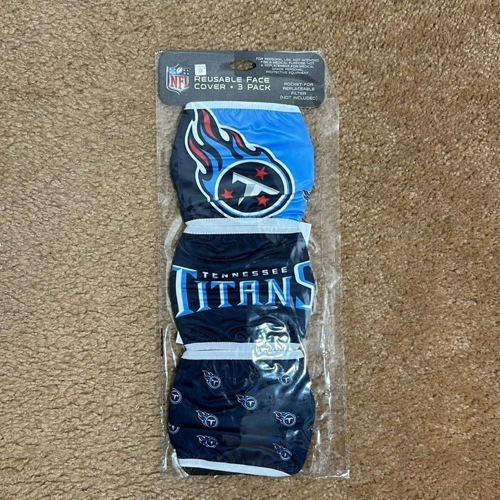 TENNESSEE Titans NFL Face Mask Covering 3-Pack Licensed NWT retail $24